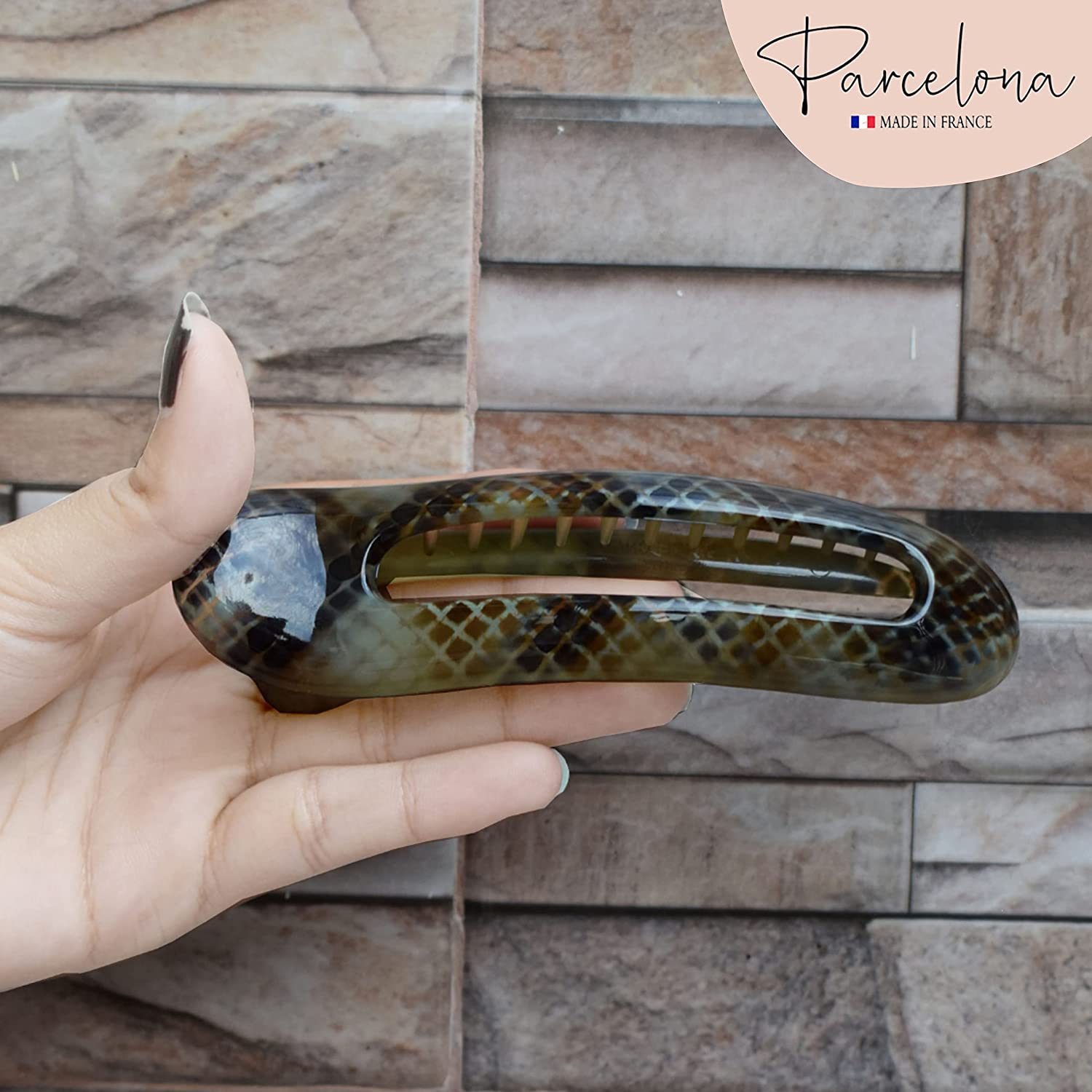 Parcelona French Oval Slider Large 4.75" Cellulose Side Hair Claw Clips(2 Pcs)