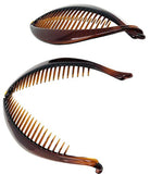 Parcelona French Basic Fish Shaped Tortoise Shell Brown Banana Hair Clips 2 Pcs