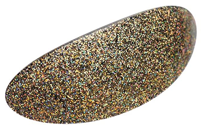 French Amie Glittery Oval Golden Large Handmade Celluloid Hair Clip Barrette
