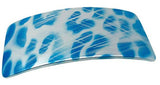 Parcelona French Blue Foot Print Bar Wide Large Celluloid Hair Clip Barrette