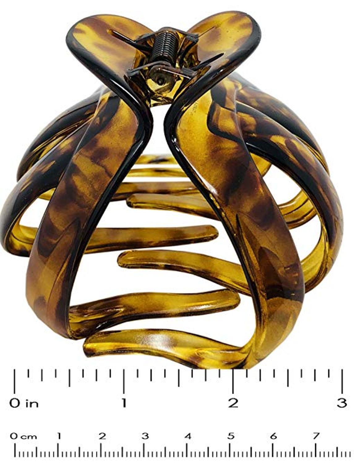 Parcelona French Octopus Large Wide Leopard Print Mustard Yellow Jaw Hair Claw