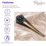 Parcelona French Large 5" U-Shaped Crystal Brown Celluloid Twist Stick Pin