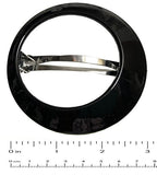 Parcelona French Big Circle Large  Black Round Side Slide Hair Clip Barrette
