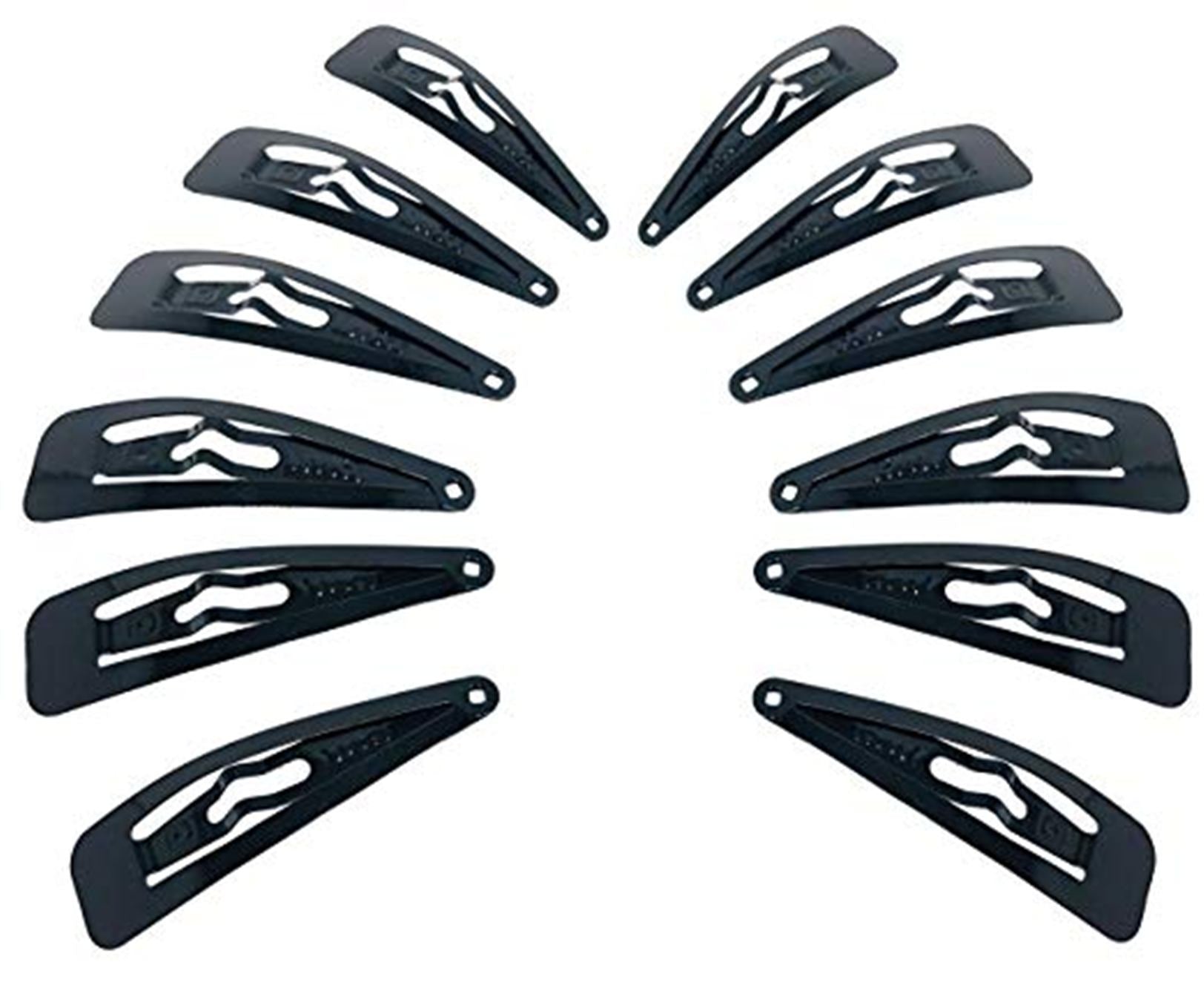 Parcelona French Medium Black Pack of 12 Clic Clac Metal Snap Hair Pins