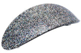 French Amie Glittery Oval Silver Large Handmade Celluloid Hair Clip Barrette