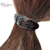 Parcelona French Tige De La Fleur Oval Medium Celluloid Tortoise Shell Hair Clip