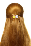 French Amie Floral Moo Crystals Yellow Pink and White Handmade Flexible Elastic