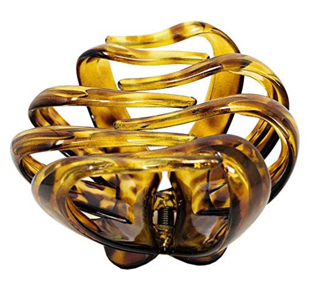 Parcelona French Octopus Large Wide Leopard Print Mustard Yellow Jaw Hair Claw