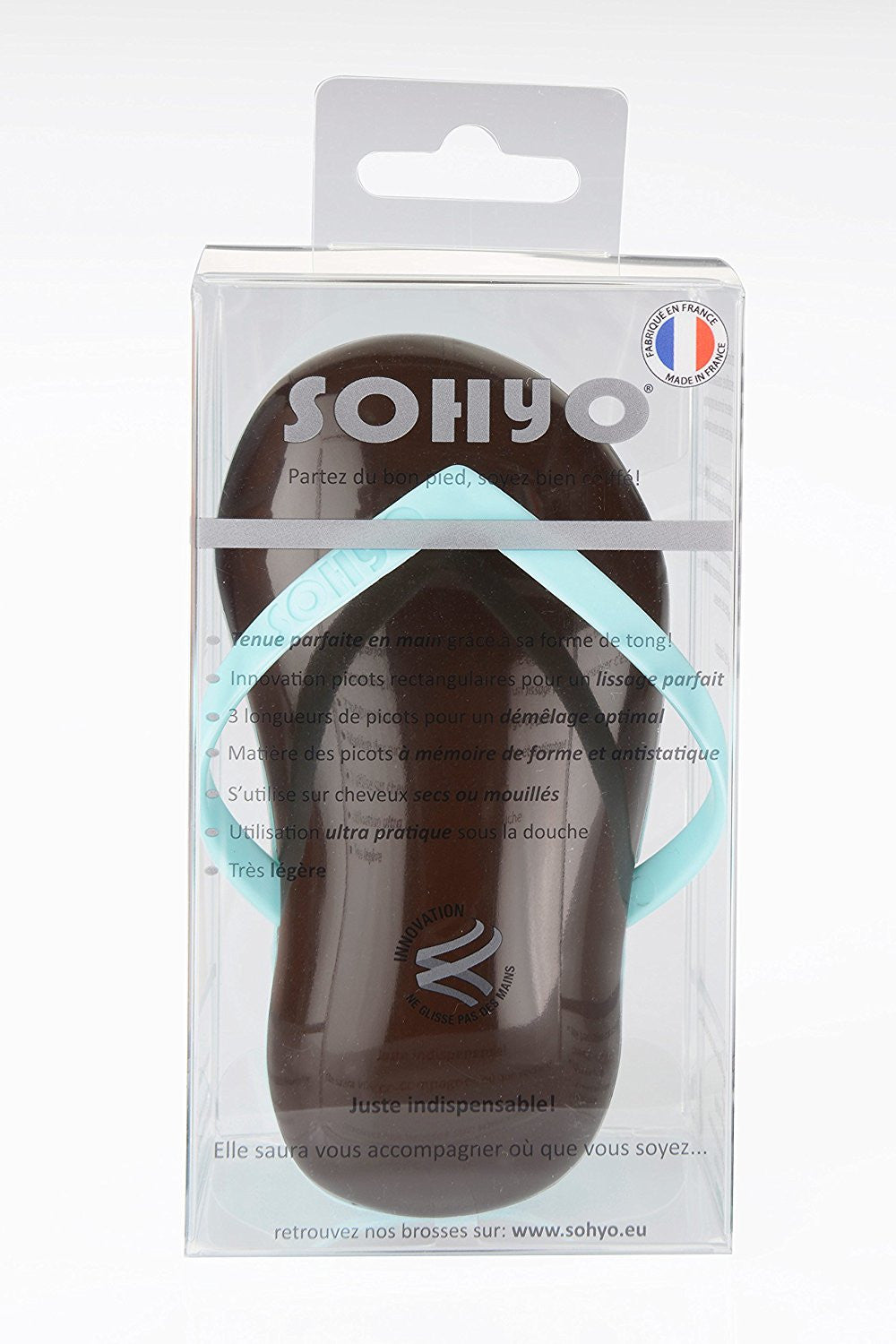 Sohyo Flip Flop Lagoon Choco Detangler Brush Comb For Knotted Hair-Sohyo-ebuyfashion.com