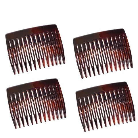 Parcelona French Compact Fit Shell Celluloid 13 Teeth Set of 4 Side Hair Combs