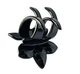 Parcelona French Clove Flower 4 Teeth Black Pony Holder Hair Claw 2 Inch