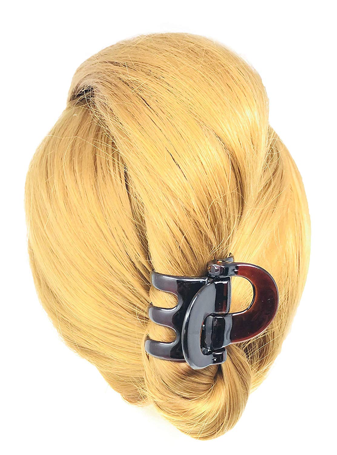 Parcelona French Circular Shell N Black Small Cellulose Hair Claws for Women