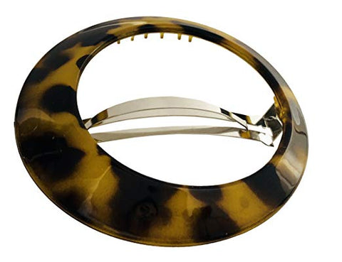 Parcelona French Big Circle Savana Shell Round Side Slide Hair Clip Barrette