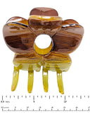 Parcelona French Big Flower Medium Shell Olive Green Hand Painted Hair Claw