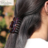 Parcelona French Classic 3" Medium Celluloid Hair Claws for Women & Girls (2Pcs)
