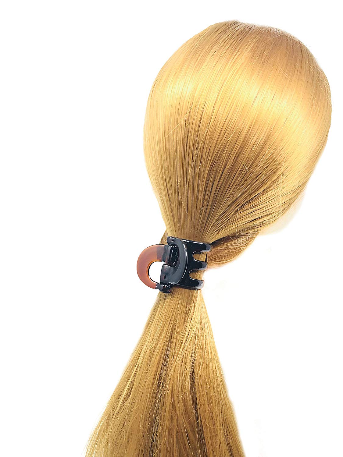 Parcelona French Circular Shell N Black Small Cellulose Hair Claws for Women