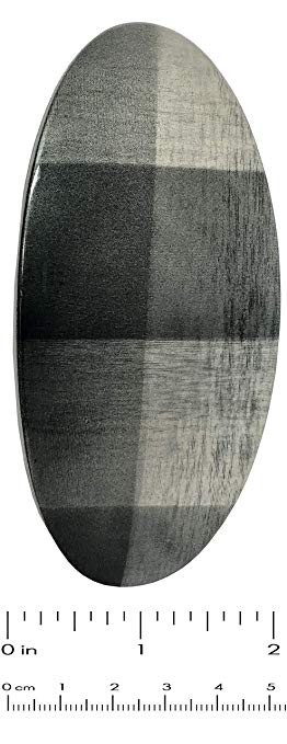 Parcelona French Oval Wide Large Grey Black Checks Cellulose Hair Clip