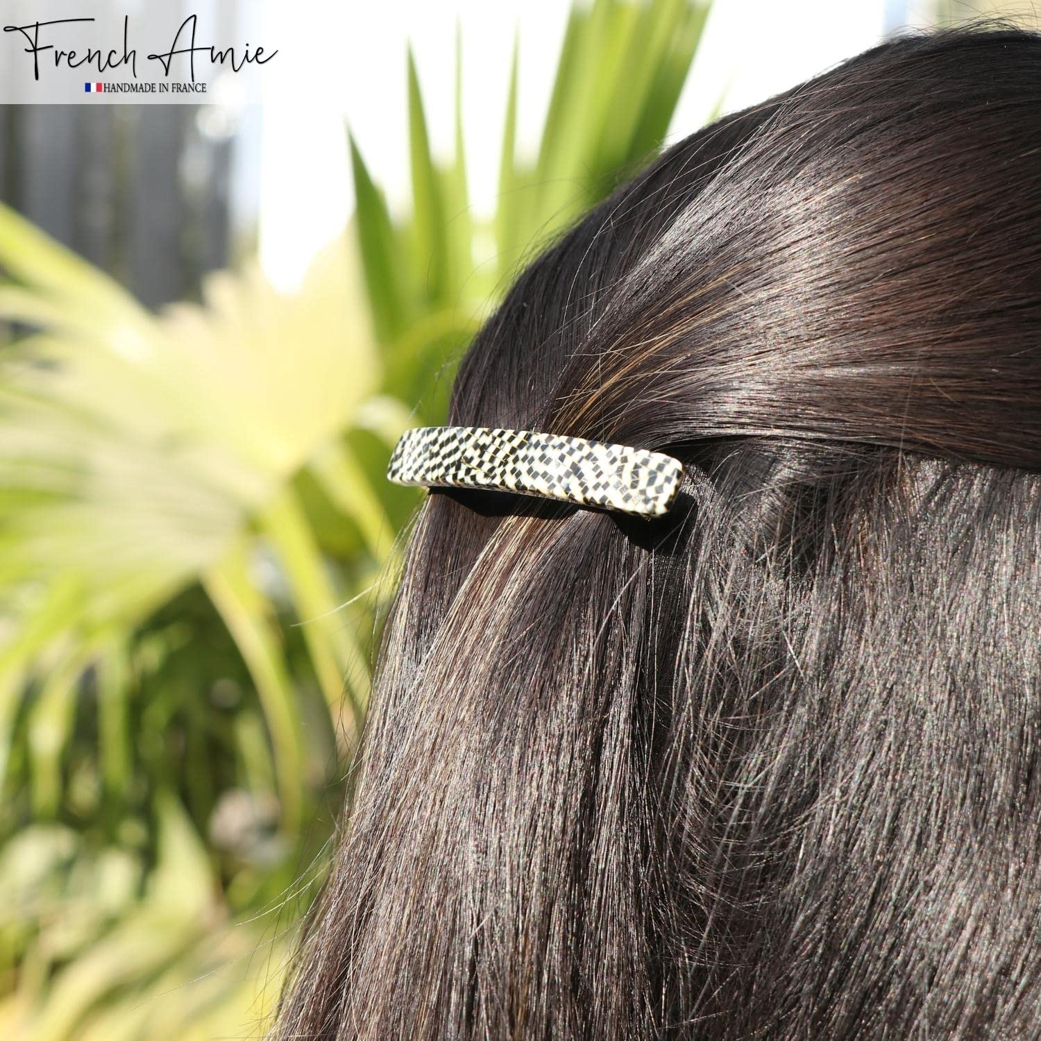 French Amie Small 2 1/4" Cellulose Handmade Hair Barrette for Women and Girls