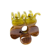 Parcelona French Big Flower Medium Shell Olive Green Hand Painted Hair Claw