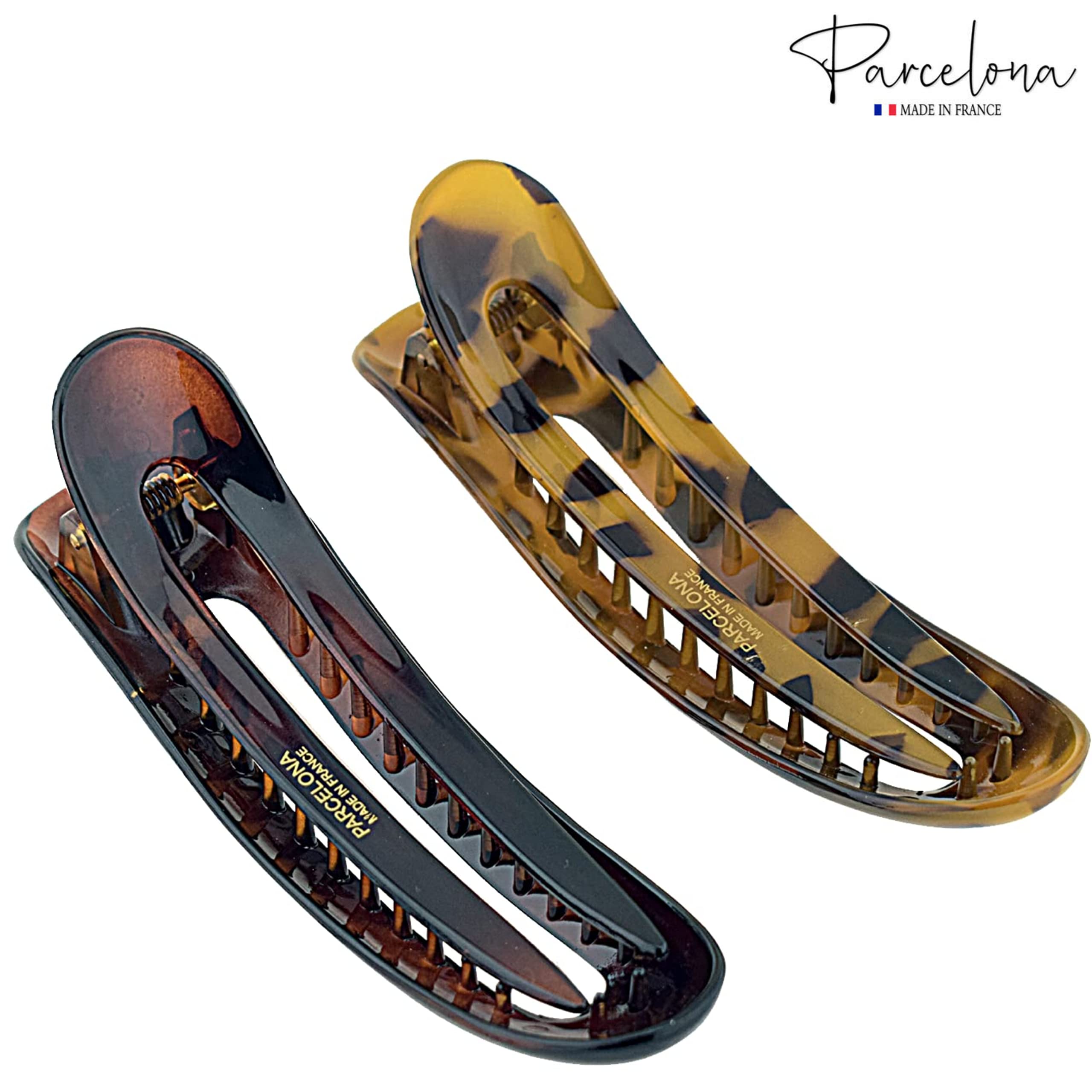 Parcelona French Oval Slider Large 4.75" Cellulose Side Hair Claw Clips(2 Pcs)