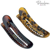 Parcelona French Oval Slider Large 4.75" Celluloid Side Hair Claw Clips(2 Pcs)