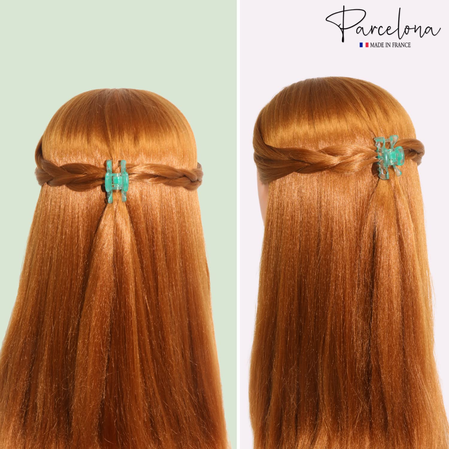 Parcelona French Classic 1.5" Small Celluloid Set of 3 Hair Claws for Women