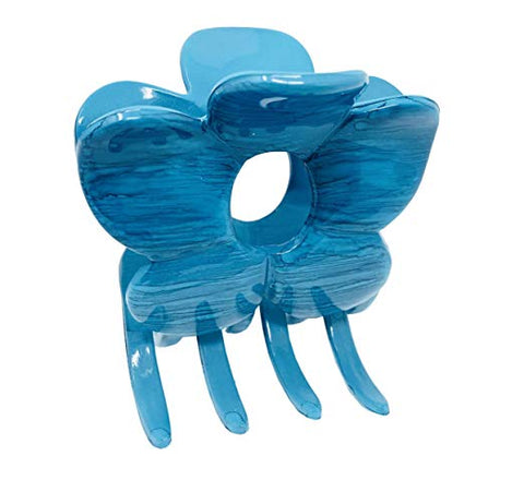Parcelona French Big Flower Medium Sea Blue Hand Painted Covered Spring claw