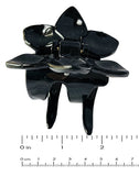 Parcelona French Clove Flower 4 Teeth Black Pony Holder Hair Claw 2 Inch