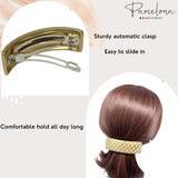 Parcelona French Curved Golden Touch Ivory Dots Volume Hair Clip Barrette