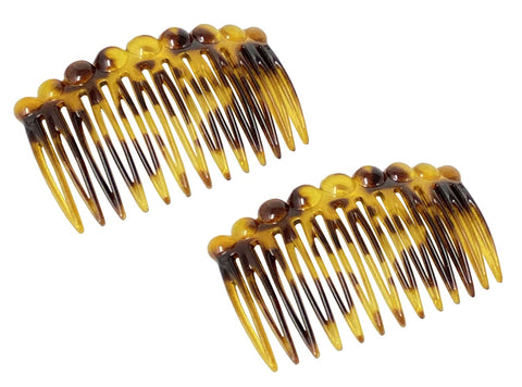 Parcelona French Circles Edge Light Shell Small 2 ¾” Set of 2 Side Hair Combs