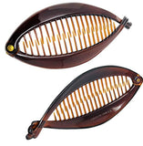 Parcelona French Basic Fish Shaped Tortoise Shell Brown Banana Hair Clips 2 Pcs