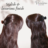 Parcelona French Flat Cutout Black N Shell Medium Set Of 2 Celluloid Hair Claws