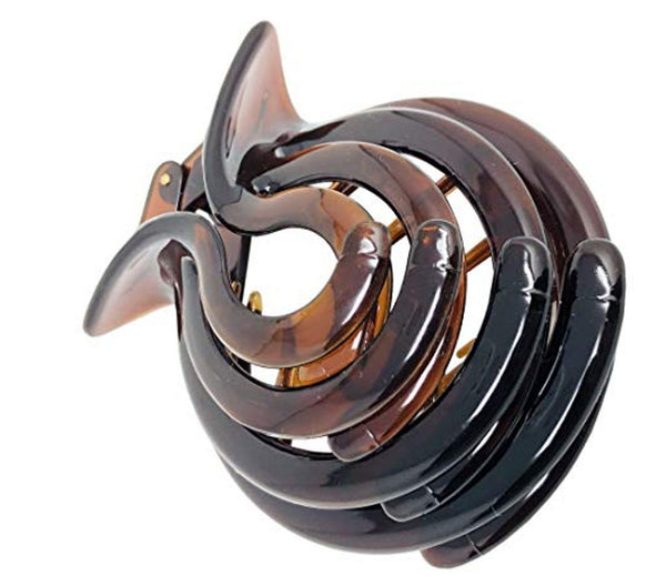 Parcelona French Round Spiral Shell Celluloid Fish Style Pony Hair Claw