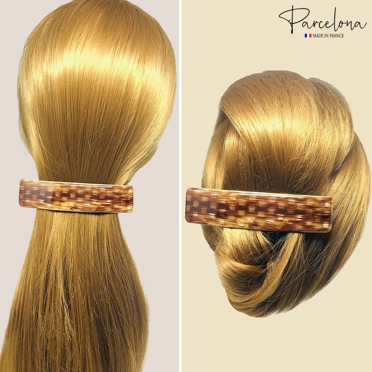 Parcelona French Smooth Light Caramel Brown 4 1/4" Cellulose Hair Clip Barrette