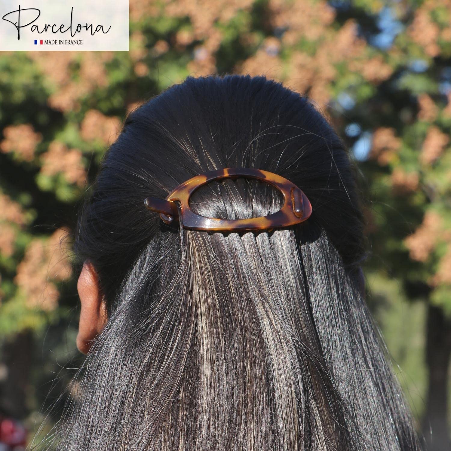 Parcelona French Plain Oval Small Cellulose Metal Free Hair Barrette for Women