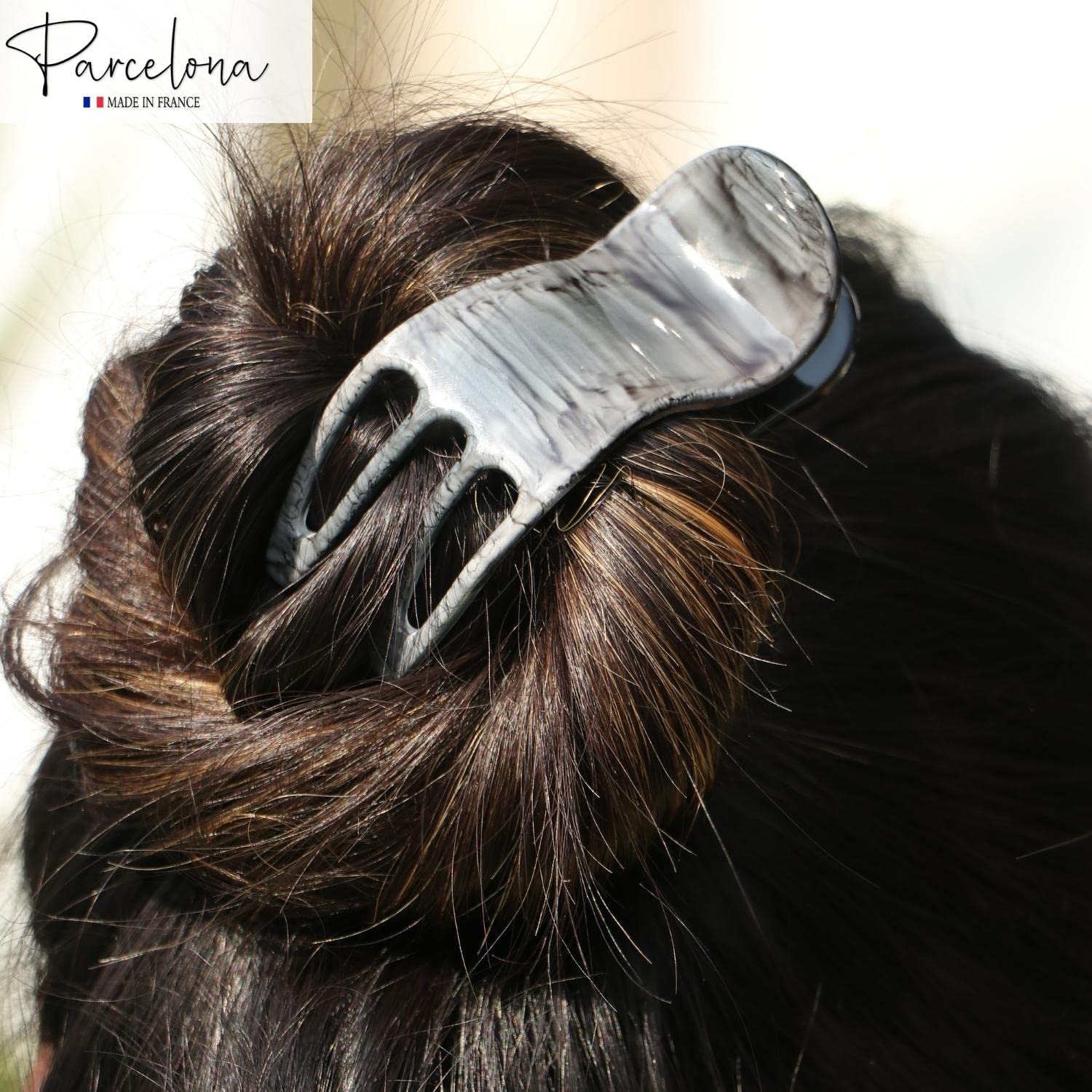 Parcelona French Simply Bear Paw Medium 3” Cellulose Hair Claw Clip for Women