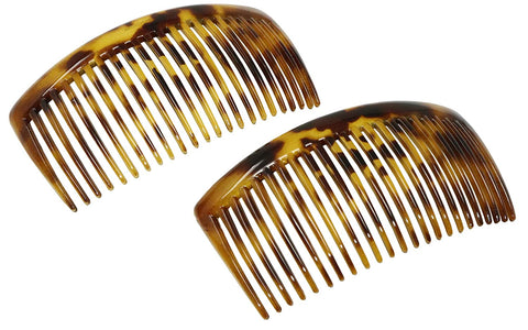 Parcelona French Large Light Shell 23 Teeth Celluloid Hair Side Combs 4.5 Inch