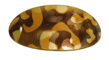 Parcelona French Oval Mosaic Brown Golden Large Hair Clip Barrette for Girls