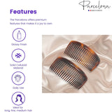 Parcelona French Large Tortoise Shell 23 Teeth Hair Side Combs 4 Inch