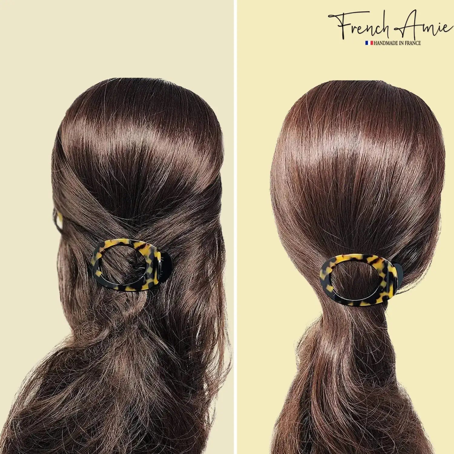 French Amie Oval 3" Small Handmade Side Slide Hair Claw Clip for Fine Hair