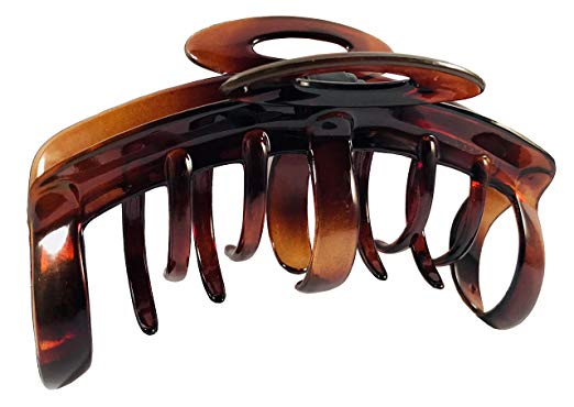 Parcelona French Ring Large Tortoise Shell Cellulose Jaw Hair Claw Clip