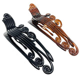 Parcelona French Swirl Shell N Black Side Slide Beak Hair Claw Clip- 2 Pcs