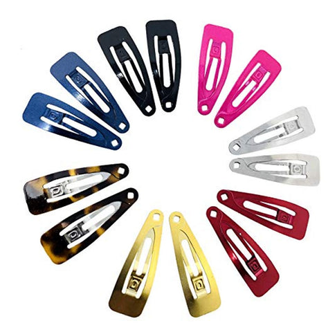 Parcelona French Mini Multi Colored Pack of 14 Clic Clac Metal Snap Hair Pins