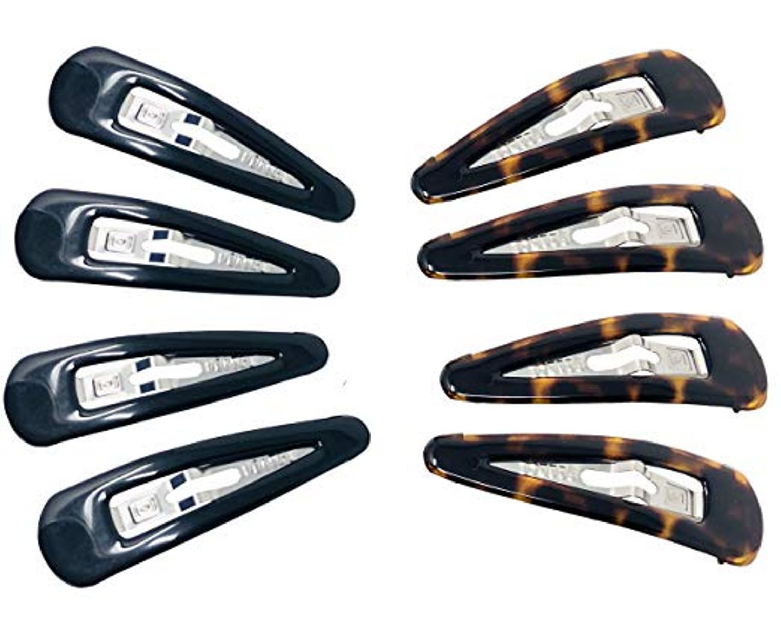 Parcelona French Medium Black and Shell Pack of 8 Clic Clac Metal Snap Hair Pins