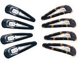 Parcelona French Medium Black and Shell Pack of 8 Clic Clac Metal Snap Hair Pins