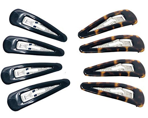 Parcelona French Medium Black and Shell Pack of 8 Clic Clac Metal Snap Hair Pins