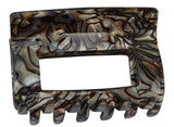 French Amie Geo Medium Onyx Silver Grey Handmade Celluloid Hair Claw Clip Clamp