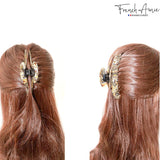 French Amie Contour Large 4 ¾” Celluloid Handmade Jaw Hair Claw Clip for Women