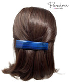 Parcelona French Black Streaks Dark Blue Large 4 1/4" Strong Grip Hair Clip Barr