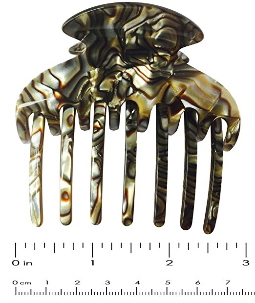 French Amie Wow Grip Onyx Silver Medium Handmade Side Slide Jaw Claw Hair Clip-FRENCH AMIE-ebuyfashion.com